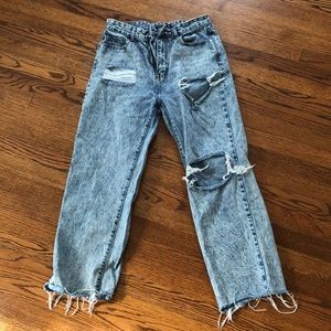 Ripped Straight Leg Jeans